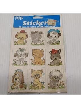 Vth 1980 Eureka Sticker Sheet NOS Cats Kittens Puppies dogs 3 Sheets